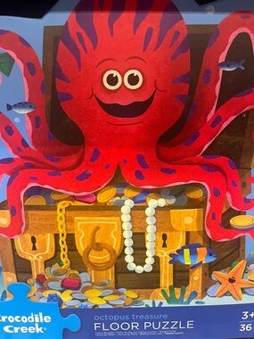 Crocodile Creek Octopus Treasure Floor Puzzle - Red Octopus